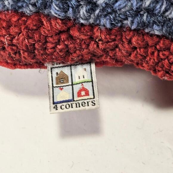 Chandler 4 Corners Artist HandMade Bison Buffalo Hooked Wool & Red Velvet Pillow - Picture 5 of 9